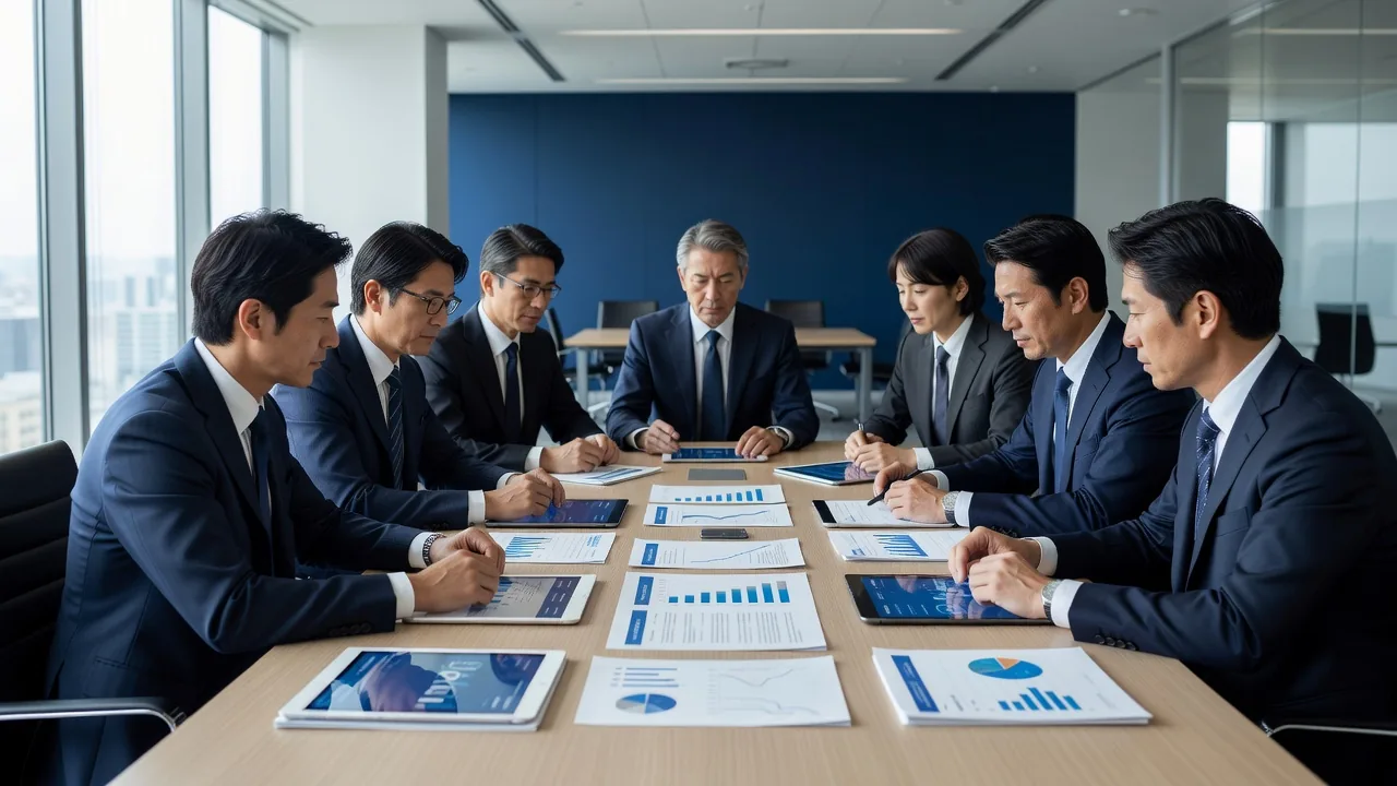 業務改善について検討する打ち合わせの様子